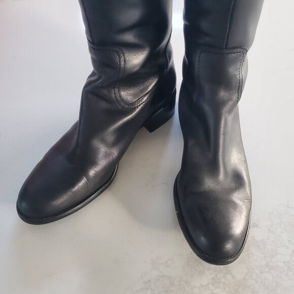 New Franco Sarto Black Leather Tall Riding Boot with Back Zipper size 9.5 - Picture 6 of 14